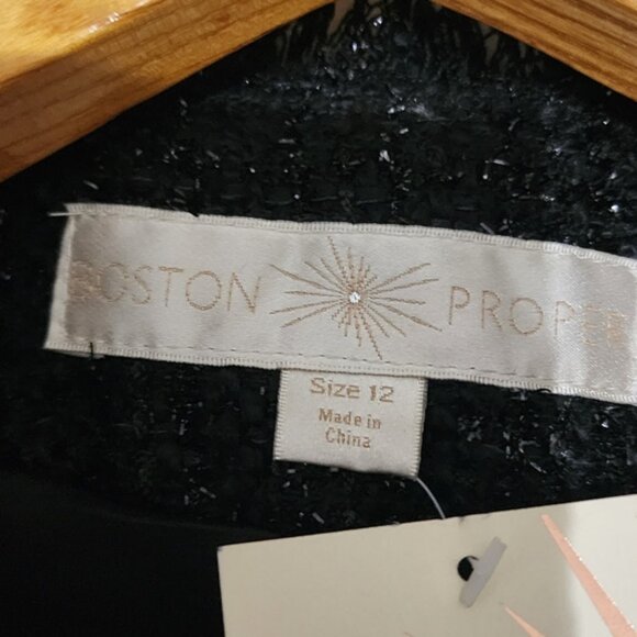 Boston Proper Womens 12 Chain Detail Tweed Jacket Wool Blend Coat Preppy Top - Picture 5 of 8